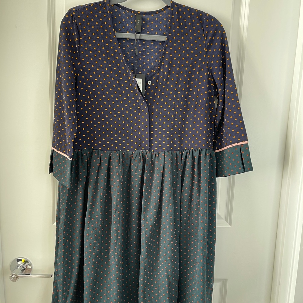 ASOS Y.A.S Color Block Polka Dot Mini Dress XS Office Work Dress - Picture 4 of 8